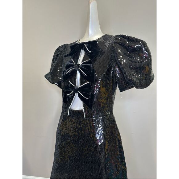 NWOT Rebecca Vallance X Nicky Hilton Lena Bow Mini Dress in Black Size 6 $790 - Picture 5 of 12